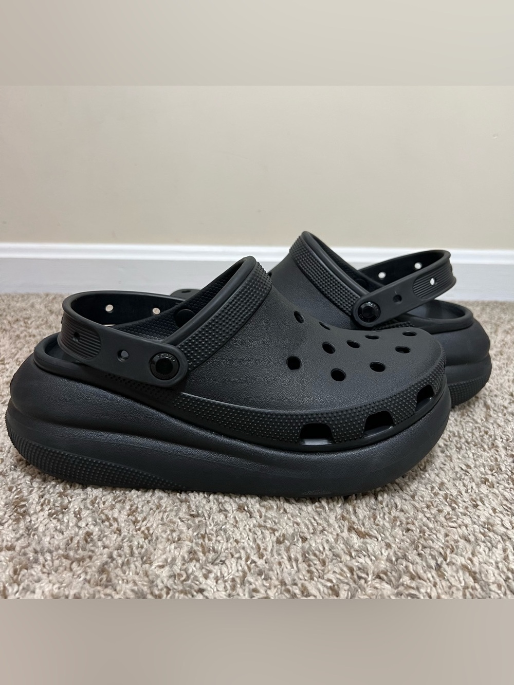 CROCS Classic Crush Platform Clog Sole Black Unisex M7/W9